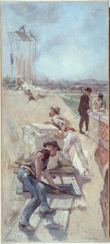emile-henri-blanchon-1890-skitse-for-lobau-galleriet-i-stadshuset-i-paris-værker-for-etablering-af-en-firkantet-kunst-print-fine-art-reproduktion- væg-kunst