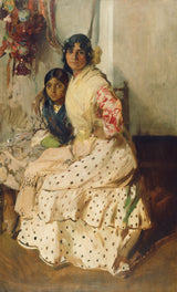 joaquin-sorolla-y-bastida-1910-pepilla-zigenaren-och-hennes-dotter-konsttryck-finkonst-reproduktion-väggkonst-id-ayb0wapx4