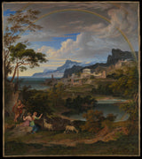 約瑟夫·安東·科赫-1824-英雄風景-帶彩虹藝術印刷品美術複製品牆藝術 id-ayd3bbyae
