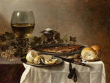 pieter-claesz-1647-tihožitje-s sledom-vino-kruh-umetnost-tisk-likovna-razmnoževanje-stena-umetnost-id-aydhbczwj