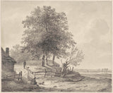 andreas-schelfhout-1797-풍경-언덕 위의 집이 있는 예술-인쇄-미술-복제-벽-예술-id-aydzgccxx
