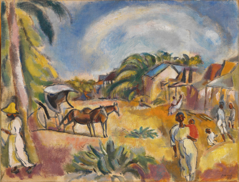 jules-pascin-1915-landscape-with-figures-and-carriage-art-print-fine-art-reproduction-wall-art-id-ayf3llu5m