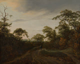 jacob-van-ruisdael-1648-väg-genom-ett-skogsbevuxet-landskap-vid-skymning-konsttryck-finkonst-reproduktion-väggkonst-id-aygqvpc8k
