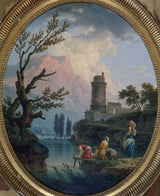 joseph-vernet-1789-landskap-med-tvättar-konst-tryck-fin-konst-reproduktion-vägg-konst