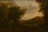 Herman-van-Swanevelt-1640-zalesiony-krajobraz-z-pasterzami-sztuka-druk-reprodukcja-dzieł sztuki-sztuka-ścienna-id-ayln1hvtv