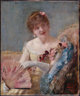 हेनरी-गर्वेक्स-1879-एक-प्रशंसक-वाली महिला-रेजेन-कला-प्रिंट-का-चित्र-चित्र-ललित-कला-पुनरुत्पादन-दीवार-कला