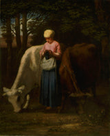 विलियम-मॉरिस-हंट-1860-लड़की-गायों के साथ-कला-प्रिंट-ललित-कला-प्रजनन-दीवार-कला-आईडी-एपेथजैक्स