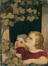 玛丽亚·比阿特丽斯1840年，两个孩子在窗上的艺术印刷精美的艺术再现墙艺术id-aypjj8ig4