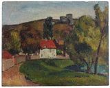 frederick-porter-1915-krajobraz-wioska-pod-ruinami-sztuka-druk-reprodukcja-dzieł sztuki-sztuka-ścienna-id-ayq08k71b