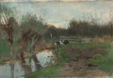 geo-poggenbeek-1863-pasture-with-cow-lying-down-in-a-ditch-art-print-fine-art-reproduction-wall-art-id-ayrdhnvno