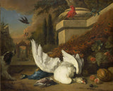 jan-weenix-1700-a-dog-with-a-dead-goose-and-peacock-a-study-of-game-print-fine-art-reproduction-wall-art-id-ayrt87wh3