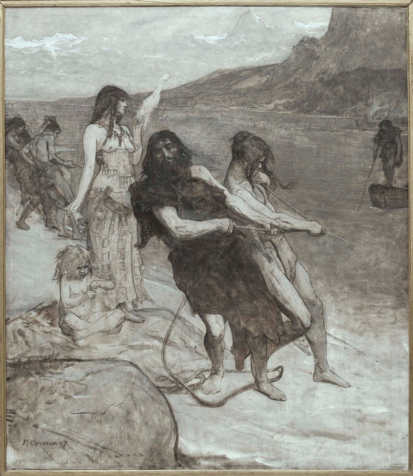 fernand-cormon-1897-fishing-sketch-for-the-amphitheater-of-paleontology-at-the-museum-of-natural-history-in-paris-art-print-fine-art-reproduction-wall-art