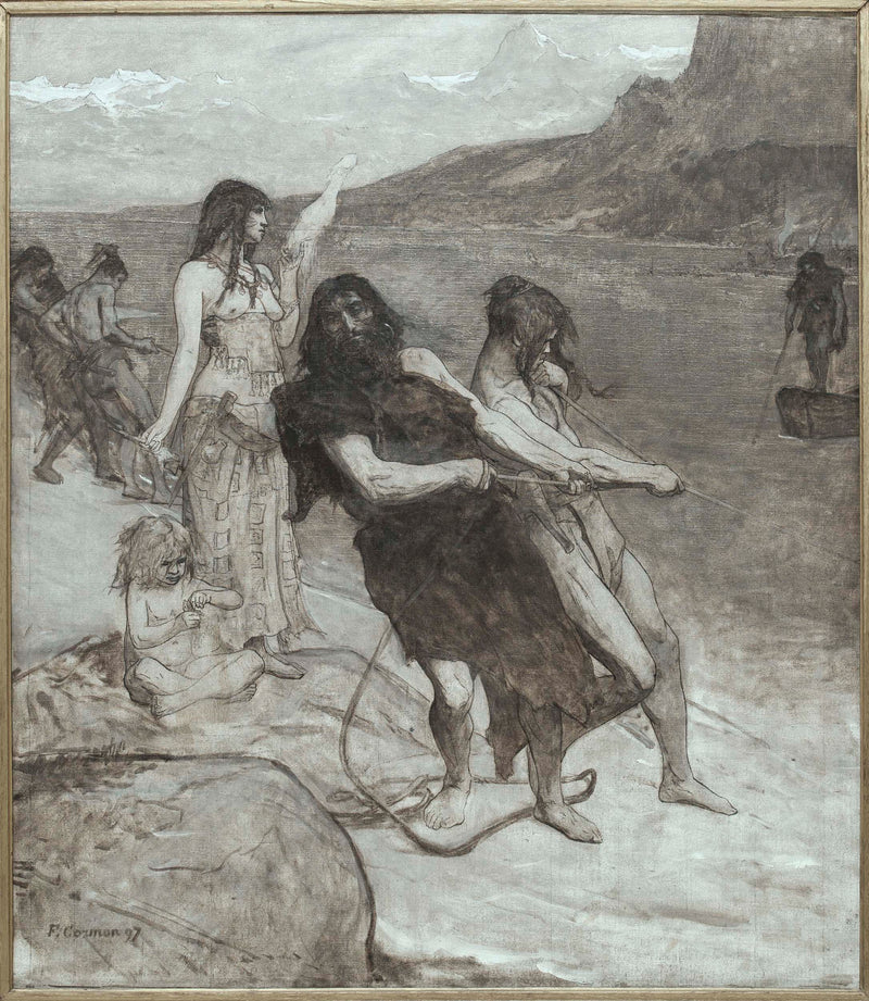 fernand-cormon-1897-fishing-sketch-for-the-amphitheater-of-paleontology-at-the-museum-of-natural-history-in-paris-art-print-fine-art-reproduction-wall-art