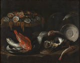 giovanni-battista-recco-1653-stilleven-met-vis-en-oesters-art-print-fine-art-reproductie-muurkunst-id-aywxfwcx1
