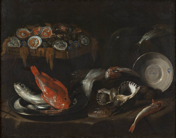 giovanni-battista-recco-1653-still-life-with-fish-and-oysters-art-print-fine-art-reproduction-wall-art-id-aywxfwcx1