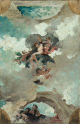 guillaume-dubufe-1887-esquisse-pour-la-comédie-française-foyer-plafond-diane-reine-de-la-nuit-impression-d'art-reproduction-d'art-mur-art