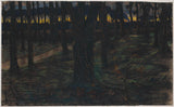莫里斯·范·德·瓦尔克1867年，森林场景在日落时分的艺术印刷精美的艺术复制品墙艺术ID-az0mm2fjw