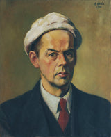 安东呼啦圈1946年，自画像与白帽子的艺术印刷精美的艺术复制品墙艺术id-az6zqnqsz
