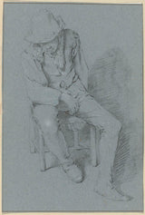 不明-1650-椅子またはスツールに座っている帽子をかぶった若者-アートプリント-ファインアート-複製-ウォールアート-id-az7obwzc5