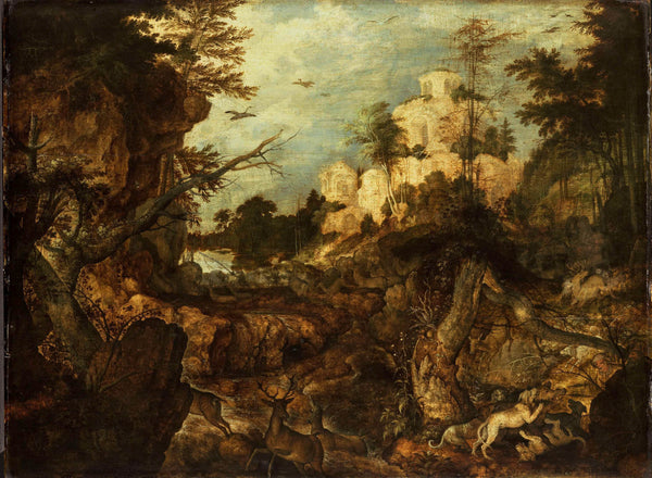 roelant-savery-1620-wild-boar-hunt-in-a-rocky-landscape-art-print-fine-art-reproduction-wall-art-id-az9vp3698