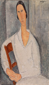 阿梅代奧·莫迪利亞尼-1919-夫人-漢卡-茲博羅斯卡-靠在椅子上-女士-漢卡-茲博羅斯卡-靠在椅子上-藝術印刷-精美藝術複製品-牆藝術-id-aza2slh7g