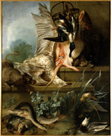 讓-巴蒂斯特-烏德里-1719-靜物與西班牙獵犬追逐鴨子水藝術印刷精美藝術複製品牆藝術 id-azaxvy728