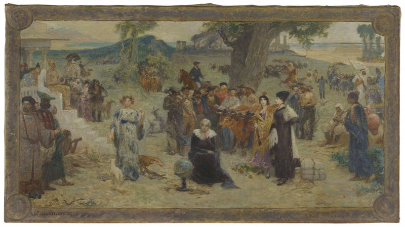 fernand-cormon-1919-sketch-for-the-town-of-bois-colombes-five-continents-art-print-fine-art-reproduction-wall-art