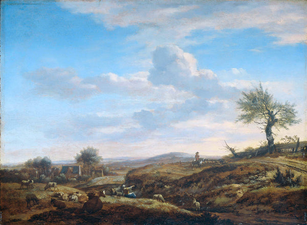 adriaen-van-de-velde-1660-hilly-landscape-with-a-high-road-art-print-fine-art-reproduction-wall-art-id-azevn33dd