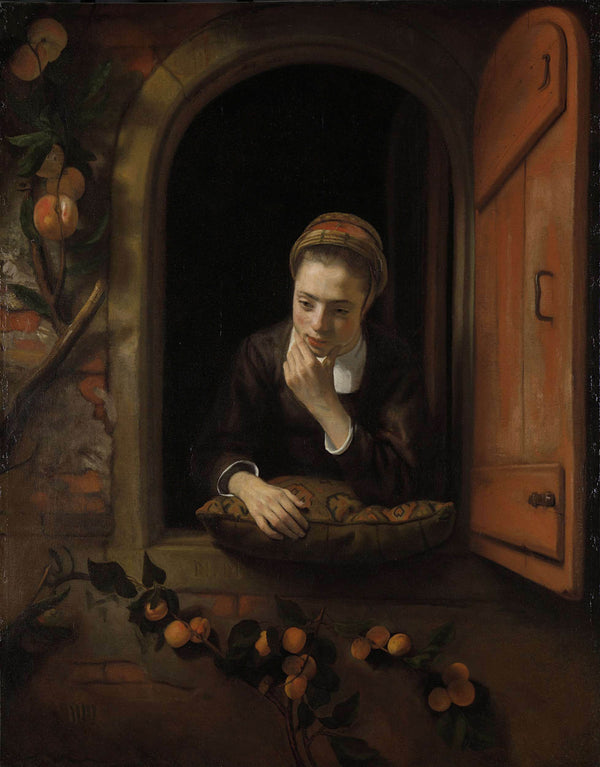 nicolaes-maes-1650-girl-at-a-window-known-as-the-daydreamer-art-print-fine-art-reproduction-wall-art-id-azf7bpc42
