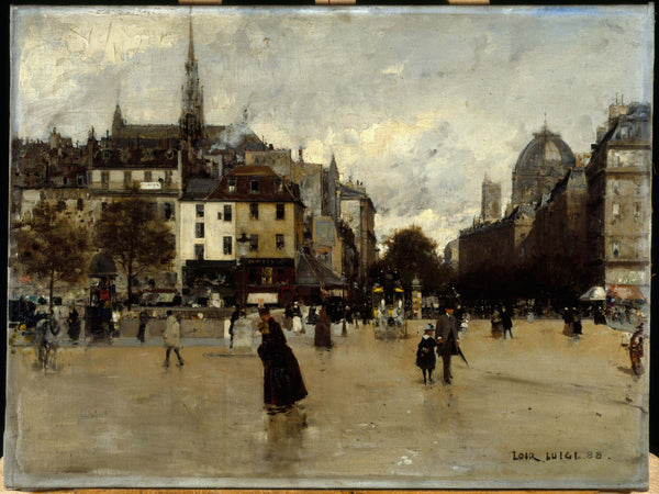 luigi-loir-1888-the-boulevard-du-palais-seen-from-the-place-saint-michel-art-print-fine-art-reproduction-wall-art
