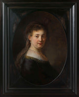 rembrandt-van-rijn-1633-jong-vrou-in-fantasiekostuum-kuns-druk-fyn-kuns-reproduksie-muurkuns-id-azk0s1w5n