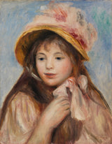 pierre-auguste-renoir-1894-flicka-med-rosa-huven-flicka-i-rosa-hatt-konsttryck-fin-konst-reproduktion-väggkonst-id-azltvtu8s