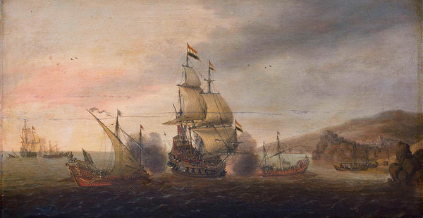 cornelis-bol-1633-naval-battle-between-dutch-men-of-war-and-spanish-galleys-art-print-fine-art-reproduction-wall-art-id-azmw5u2rc