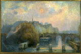 albert-charles-lebourg-1909-staden-paris-höstmorgonkonst-tryck-finkonst-reproduktion-väggkonst