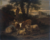 西蒙-范德-多斯-1708-義大利風景與牧羊女和動物藝術印刷精美藝術複製品牆藝術 id azrcnrzvk