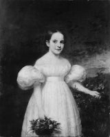 塞繆爾-洛維特-瓦爾多-1835-女孩與鮮花藝術印刷品美術複製品牆藝術 id-azreufbpo 的肖像