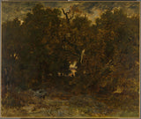 theodore-rousseau-1851-deixando-a-floresta-fontainebleau-pôr-do-sol-arte-impressão-belas-artes-reprodução-parede-arte-id-azsisnaly