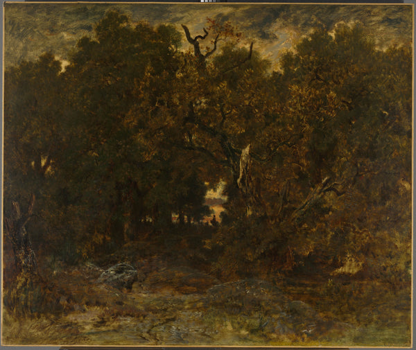 theodore-rousseau-1851-leaving-the-forest-fontainebleau-setting-sun-art-print-fine-art-reproduction-wall-art-id-azsisnaly