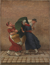 christoffer-wilhelm-eckersberg-1846-scena-uliczna-w-wietrzną i deszczową pogodę-sztuka-druk-reprodukcja-dzieł sztuki-ścienna-sztuka-id-aztlrtzh2