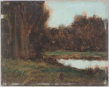 Jean-Jacques-henner-1879-阿尔萨斯池塘景观艺术印刷美术复制品墙艺术