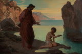 karl-schonbrunner-1865-st-augustine和男孩一起在海边，艺术印刷精美的艺术复制品-墙-艺术-id-azvqs39aq