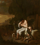 michael-sweerts-1654-'n-slaap-seun-en-'n-man-verwyder-vlooie-van-homself-kunsdruk-fynkuns-reproduksie-muurkuns-id-azwgqebf5