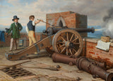 約翰-彼得-克拉夫特-1849-藝術家朋友-解決在堡壘米歇爾-奧斯蒂亞-費迪南德-狩獵和彼得-克拉夫特-藝術-印刷-美術-中的大砲射擊-複製牆藝術id -azy97mmbj
