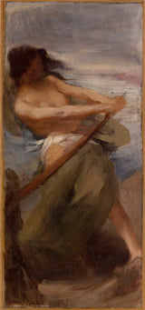 armand-berton-1889-거실 스케치-파리 시청-과학-물-예술-인쇄-미술-복제-벽 예술